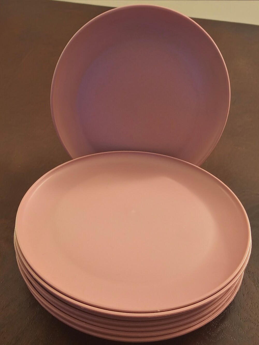NWT 8 Pack Room Essentials 10.5" Dinner Plates- Pale Raspberry Pink